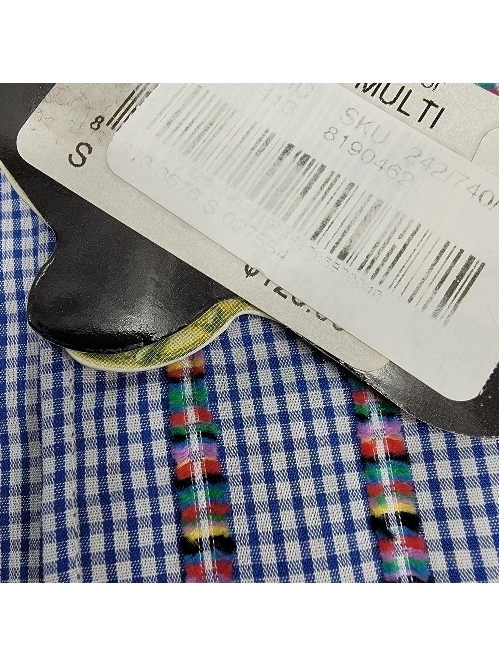 NWT Luchiano Visconti Black Mens S Striped Rainbow Button Up Shirt Long Sleeve - Picture 4 of 12